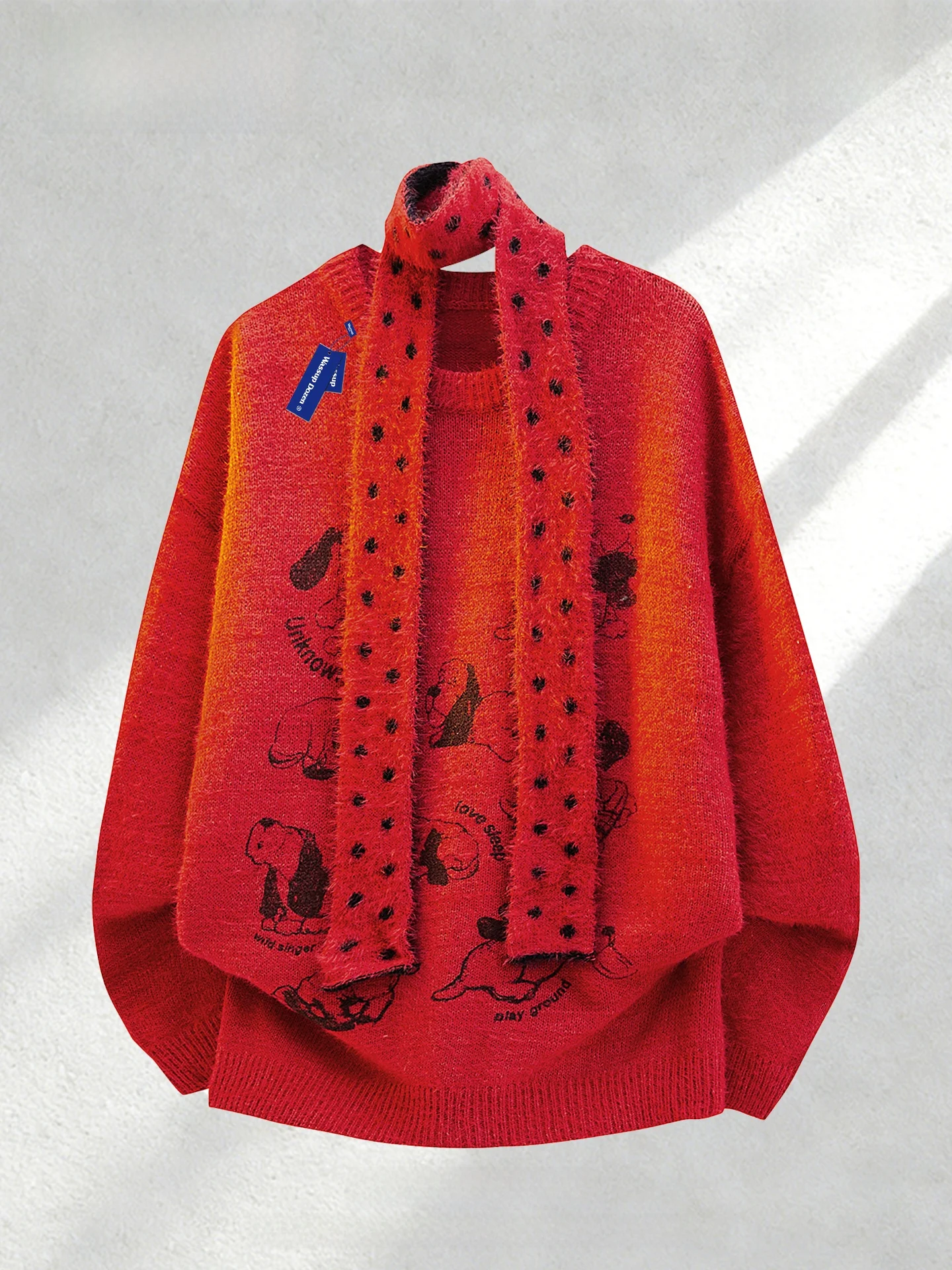 

Красный мультяшный Cisas круглый Ne трикотаж для мужчин зимний новогодний сарафан с шарфом повседневный мягкий Coolmax Fiber Long Sve