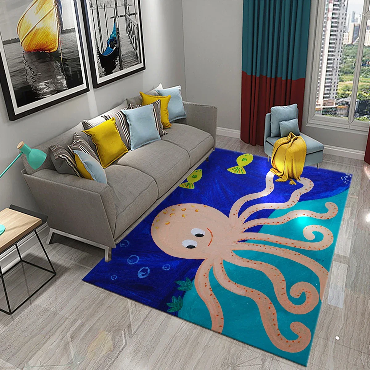 3D Octopus Carpet Anti-Skid Area Floor Mat Rug Non-slip Mat Dining Room Living Room Soft Bedroom Bathroom Carpet for Home Decor