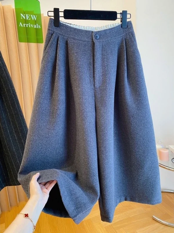 

Мужские повседневные брюки больших размеров из драпированной шерсти, широкие, свободного кроя, А-силуэт, с высокой талией, осенне-зимние