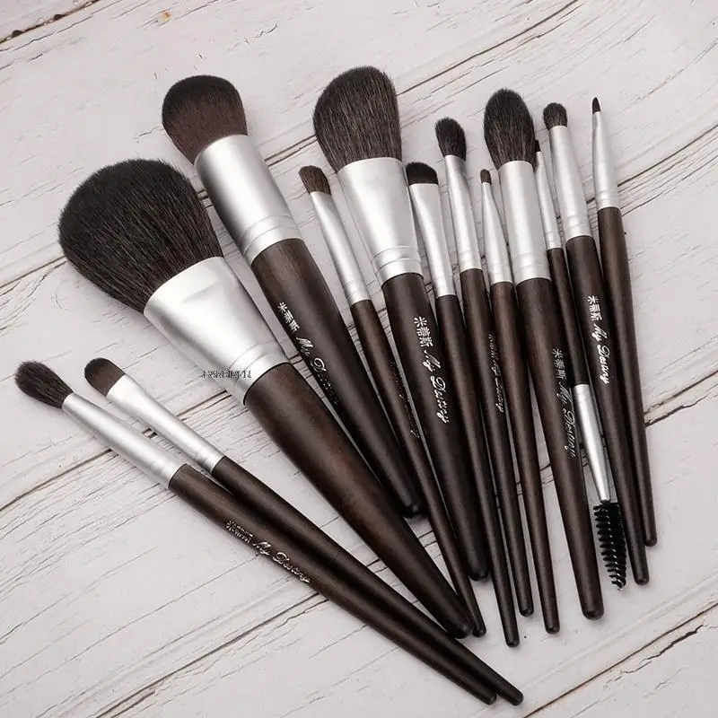 13-teiliges Tierhaarpinsel-Set für Foundation, Rouge, Puder, Lidschatten usw