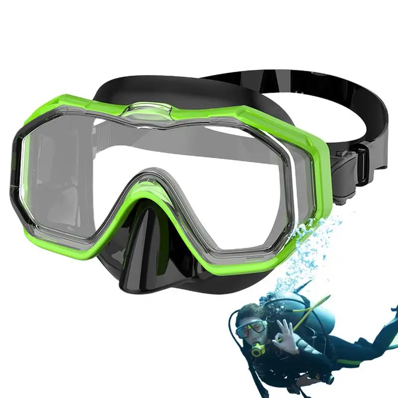 Swimming Goggles With Nose Cover Clear Tempered Glass Anti-Fog Scuba Goggles Waterproof Pool Goggles Soft Silicone Seal Adult