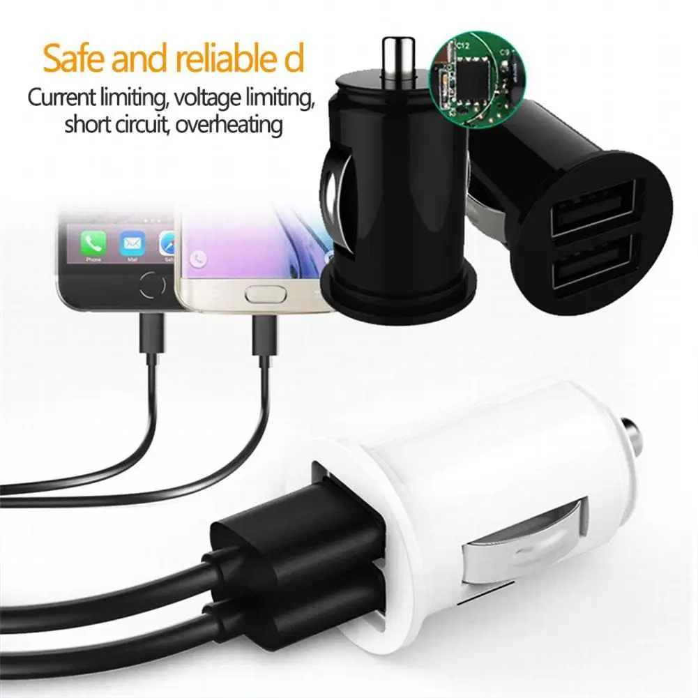 Cargador de coche USB Dual 2.4A 5V 2 puertos encendedor de cigarrillos adaptador de corriente USB cargador de teléfono de coche de carga rápida para todos los teléfonos inteligentes
