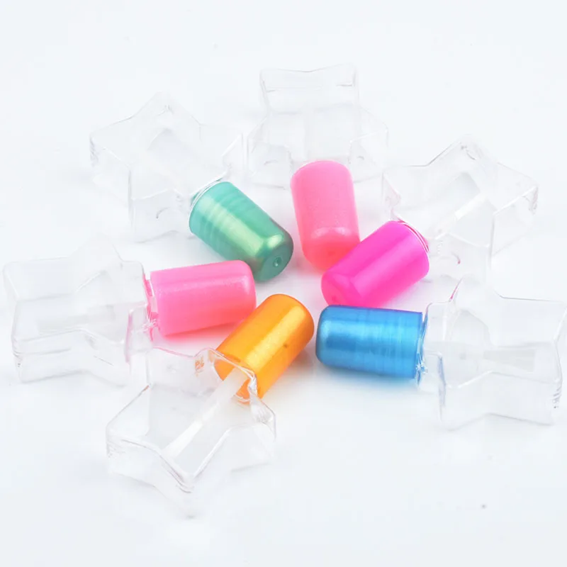 50pcs/Lot 5ml Plastic Star Shape Nail Bottles Clearly Nail Bottles Withe Brush And Candy Lid Cosmetic Packaging