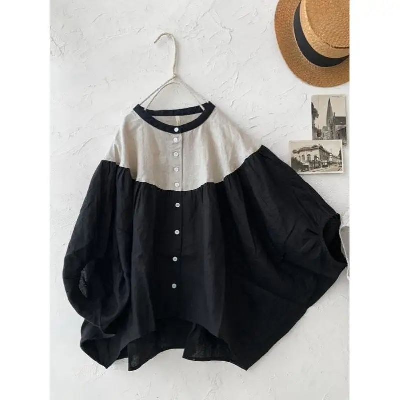 

Женская рубашка с круглым вырезом, омолаживающая образ, в деловом стиле, с длинным рукавом, в клетку, повседневная, модная, для офиса