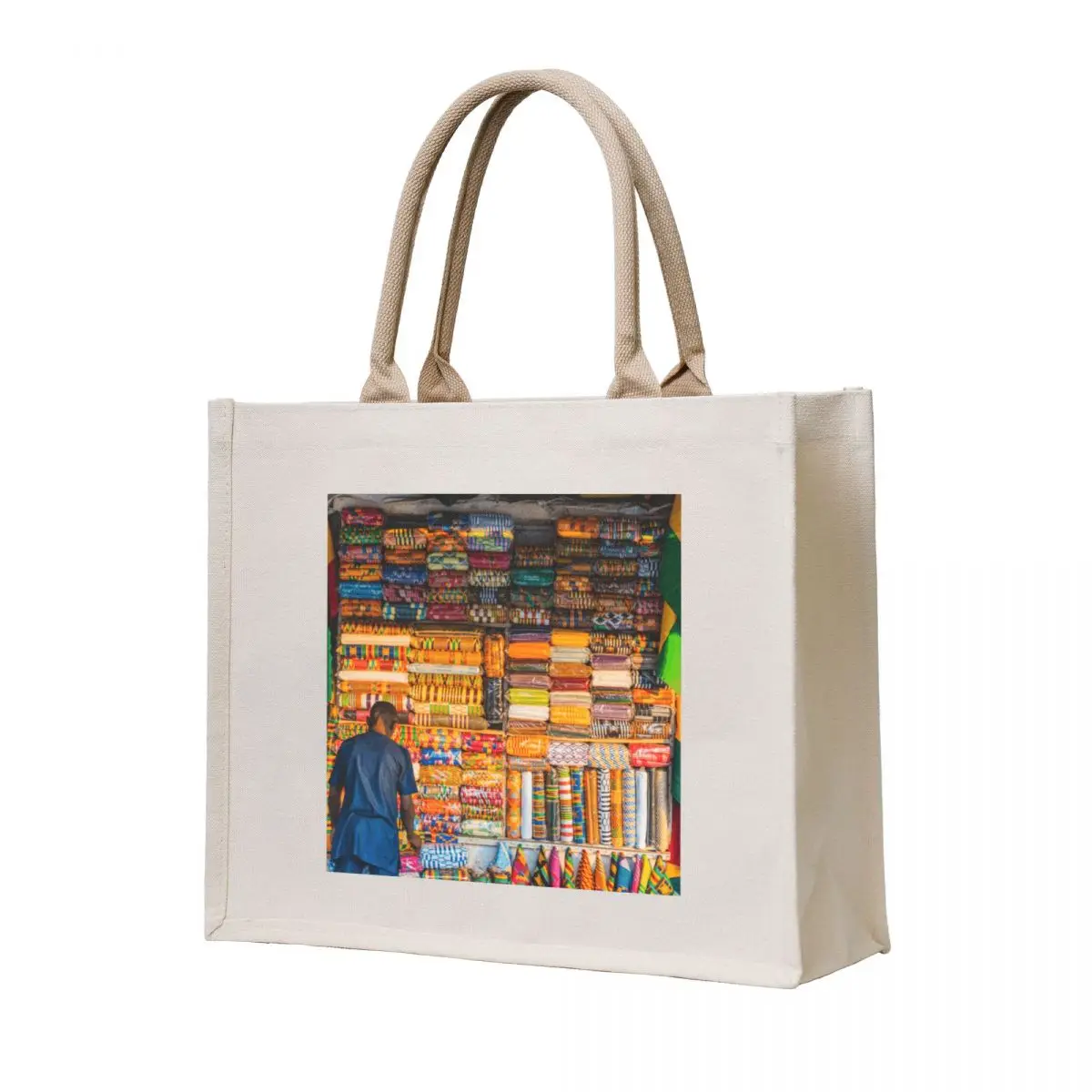 

African Marketplace in Ghana Tote Bag Custom bag canvas bags supermarket folding bag