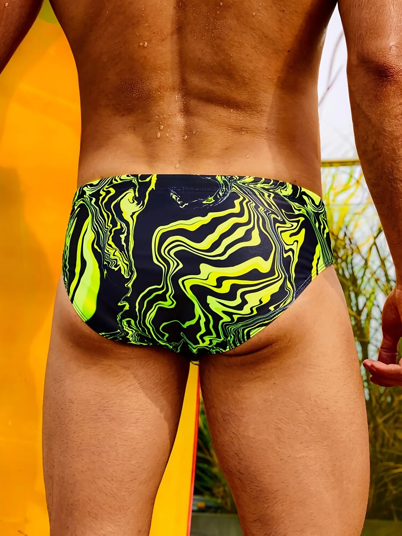 Men's Patterned Quick-Drying Briefs, Men's Swimwear, Summer Beach Swimming Trunks