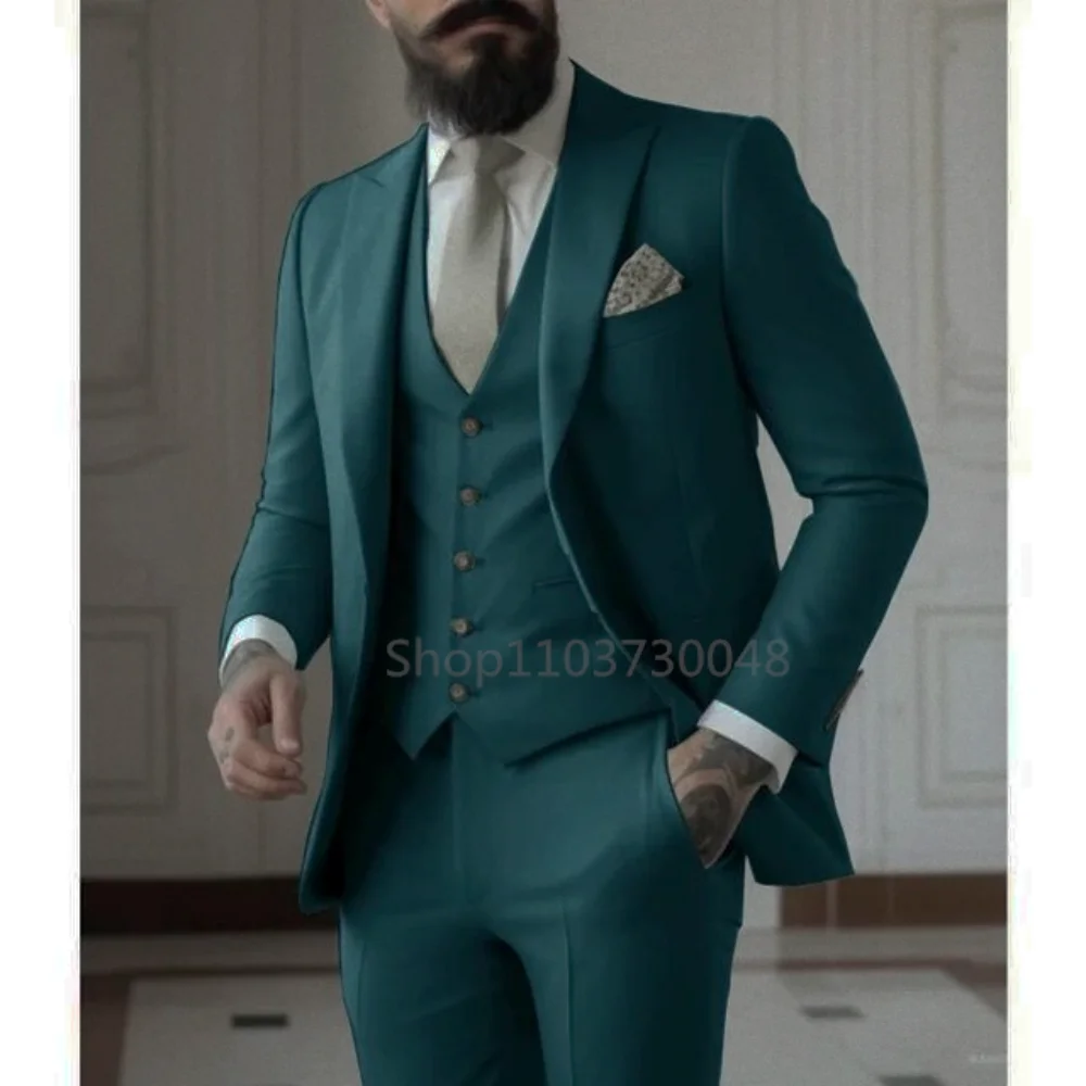 High-Quality Blue Real 3 Piece - đánh giá và giá Men Formal Wear Blue
