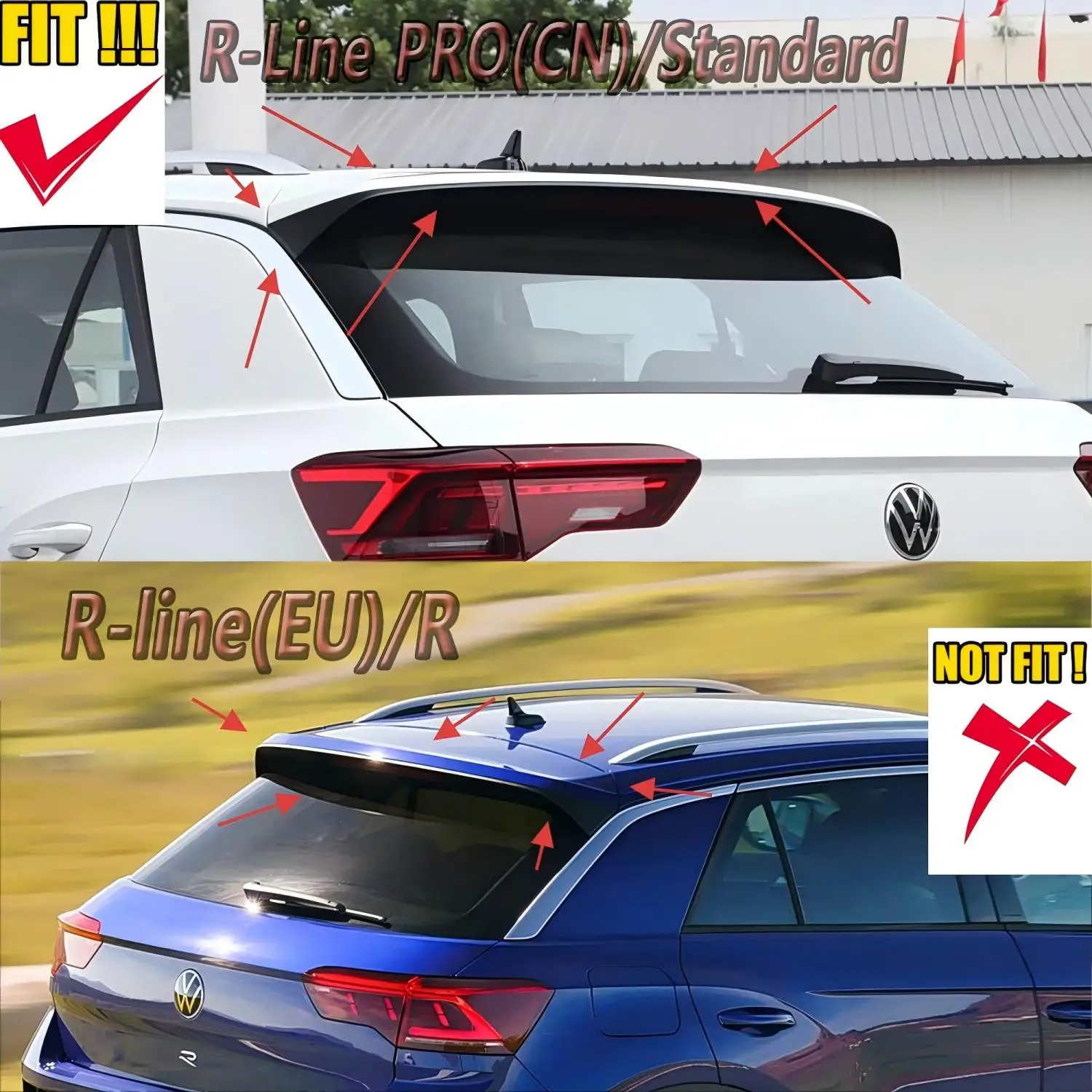 Gloss Black Rear Spoiler Wing Cover For VW T-ROC MK1 A11 TSI TDI R R-line SUV 2017-2024 Upper Roof Sticker Caps Bodykits Tuning