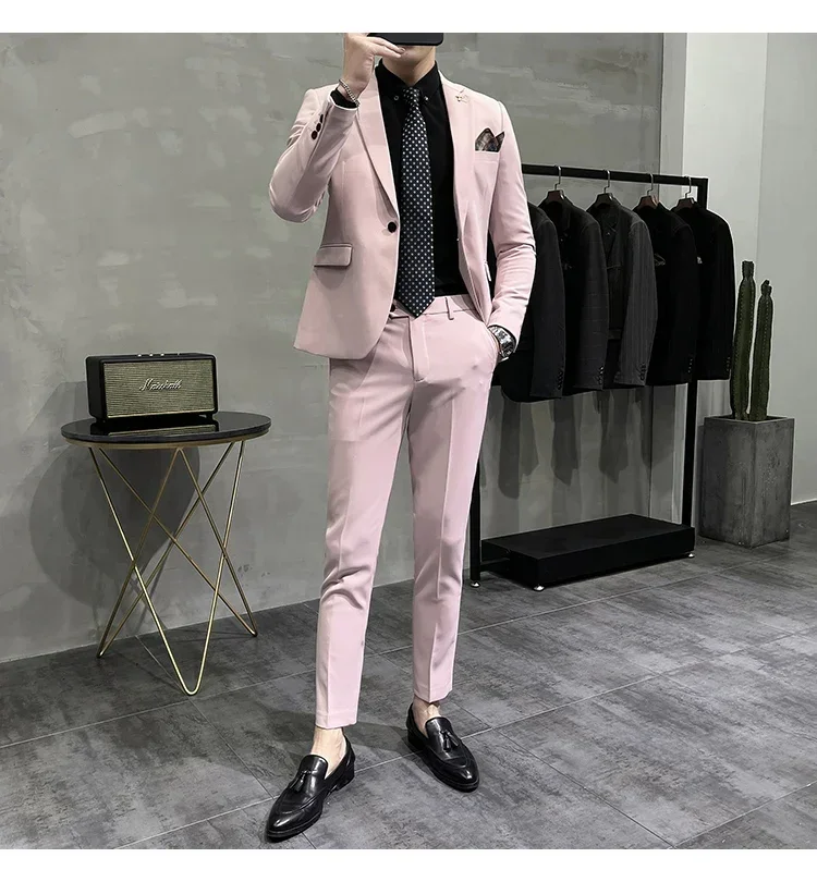 3134  Casual Spring and Summer Suit Men's Slim Business Formal Wear Groom