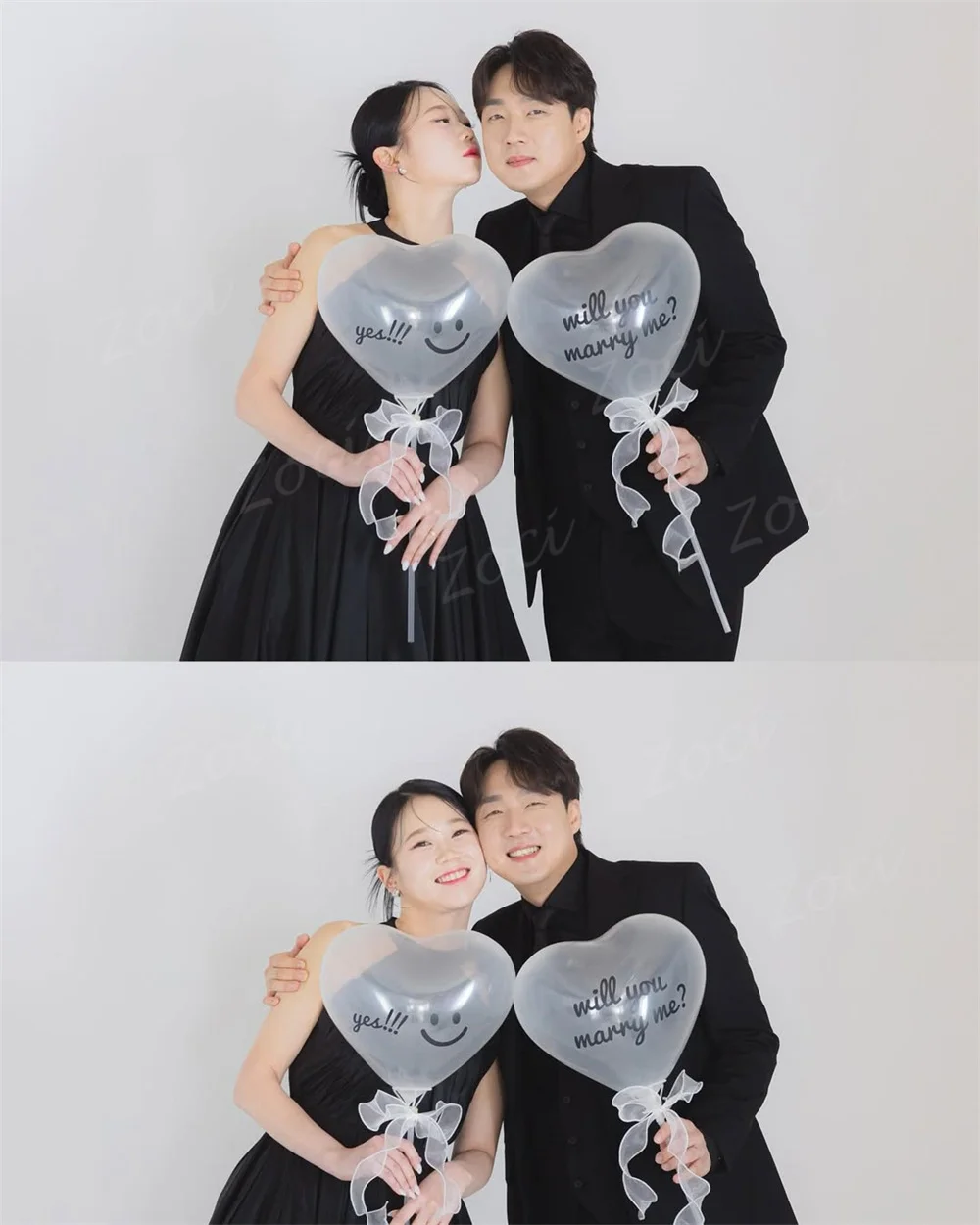 Zoci elegante Halter negro una línea vestidos de novia de Corea vestidos de fiesta de novia de satén personalizados vestido drapeado para sesión de fotos de boda