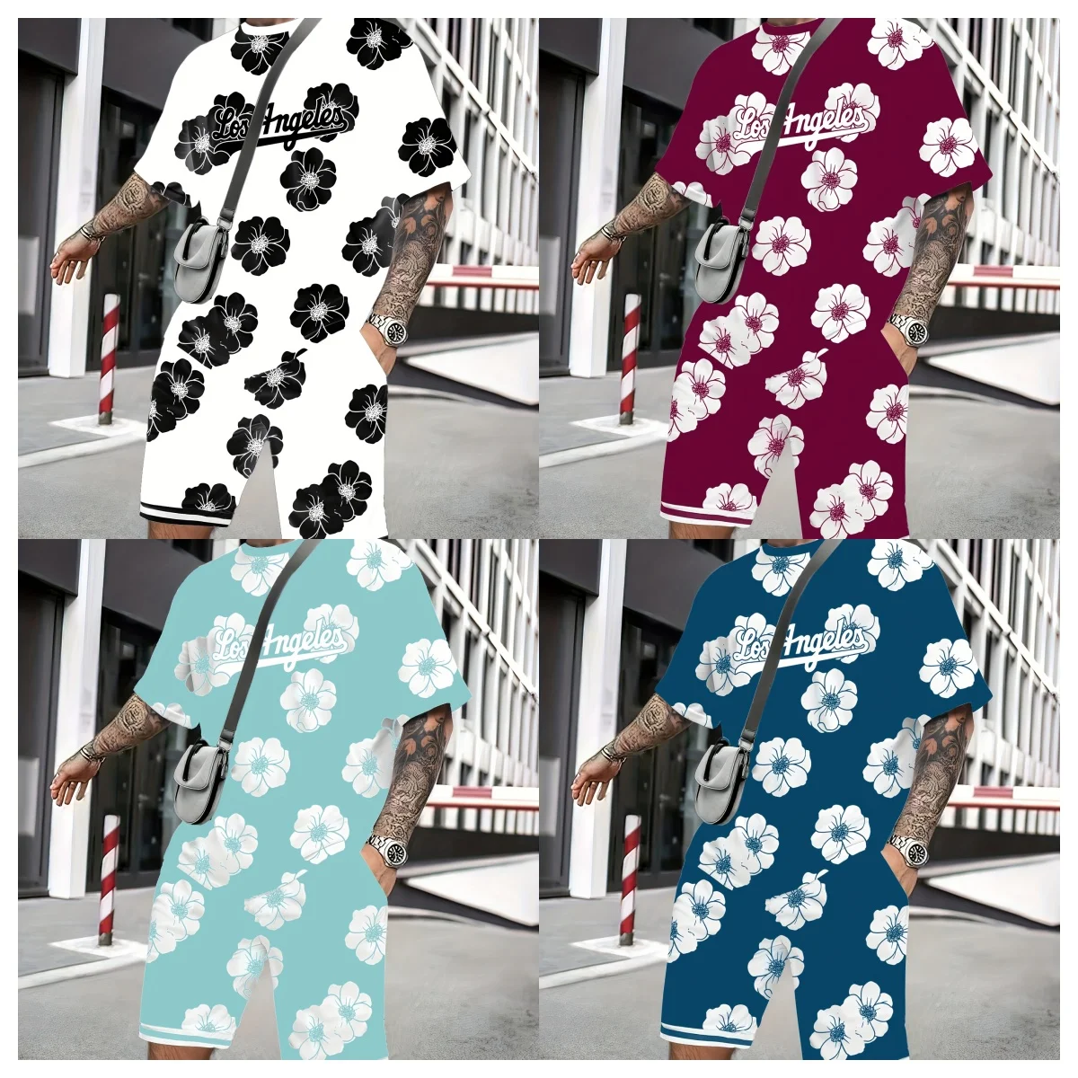 

Новый летний мужской костюм 2025 года с 3D-печатью, повседневная модная дышащая легкая и освежающая уличная мужская одежда