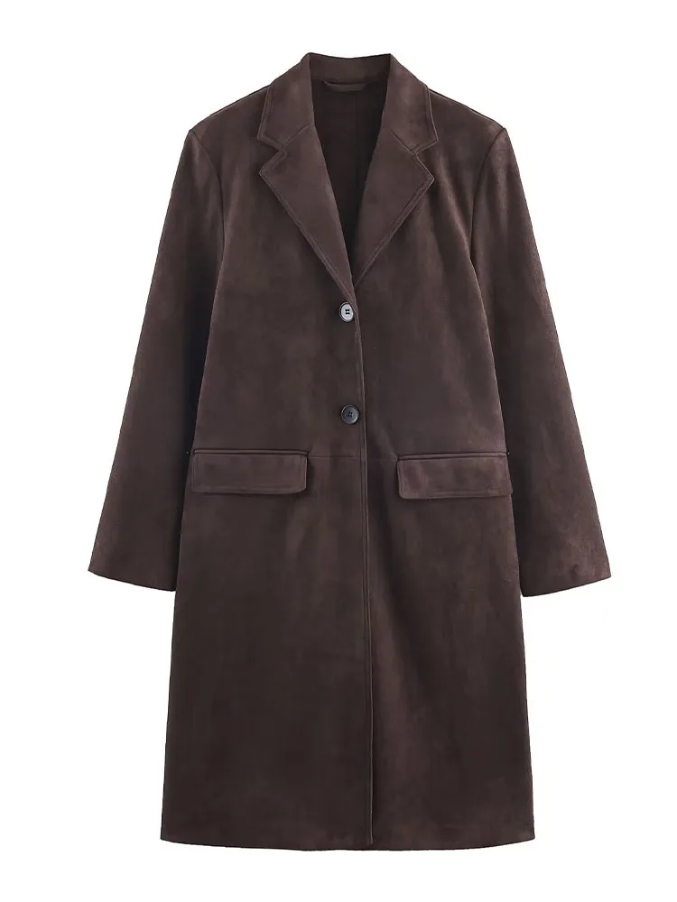 HH Woman Winter Fashion Lapel Long Sleeves Solid Color Single Breasted Pocket Decoration Long Coat Female Versatile Long Coat