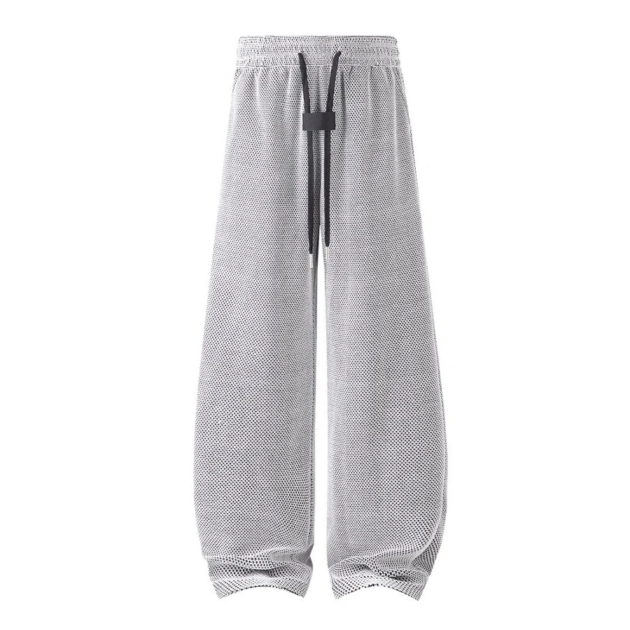 

Men's Mesh Jogger Pants Wide Leg Drawstring Elastic Waist Baggy Curved Sweatpants Athletic Relaxed Fit Casual Lantern Pants