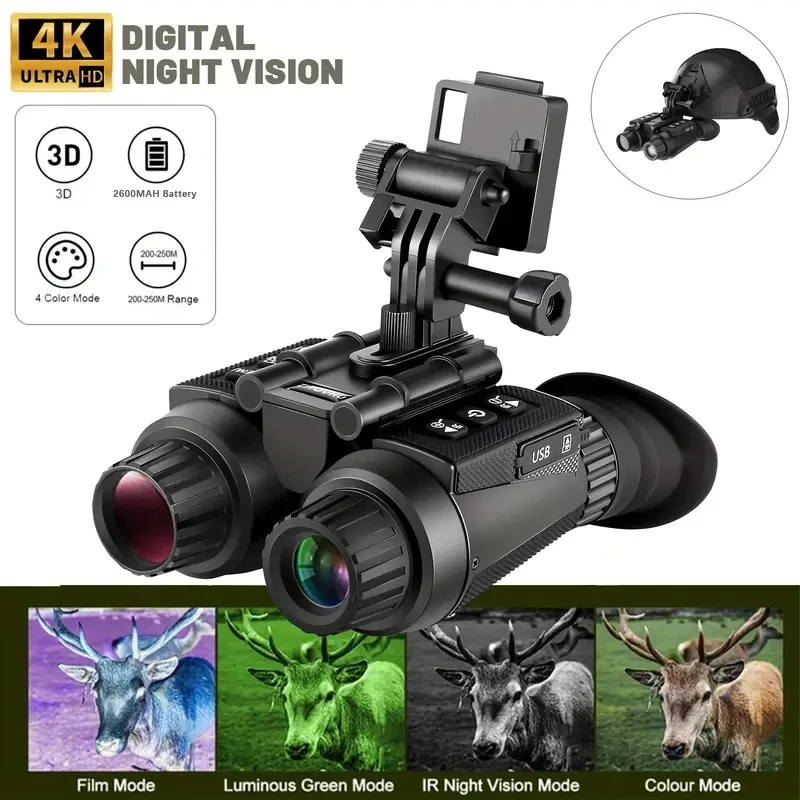 

Head-Mounted Naked-Eye 3D Binocular Night Vision Device 7-level Infrared Adjustment 4KHD Video Recording Dual-Screen NV8300 New