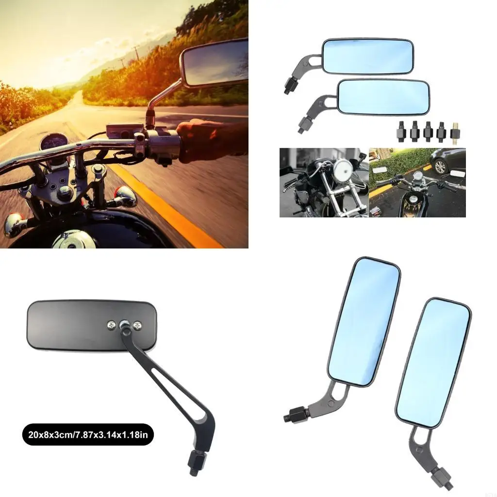 

1 Pair Universal Motorcycle Rearview Mirrors Aluminum Lightweight Convex Lens D7YA