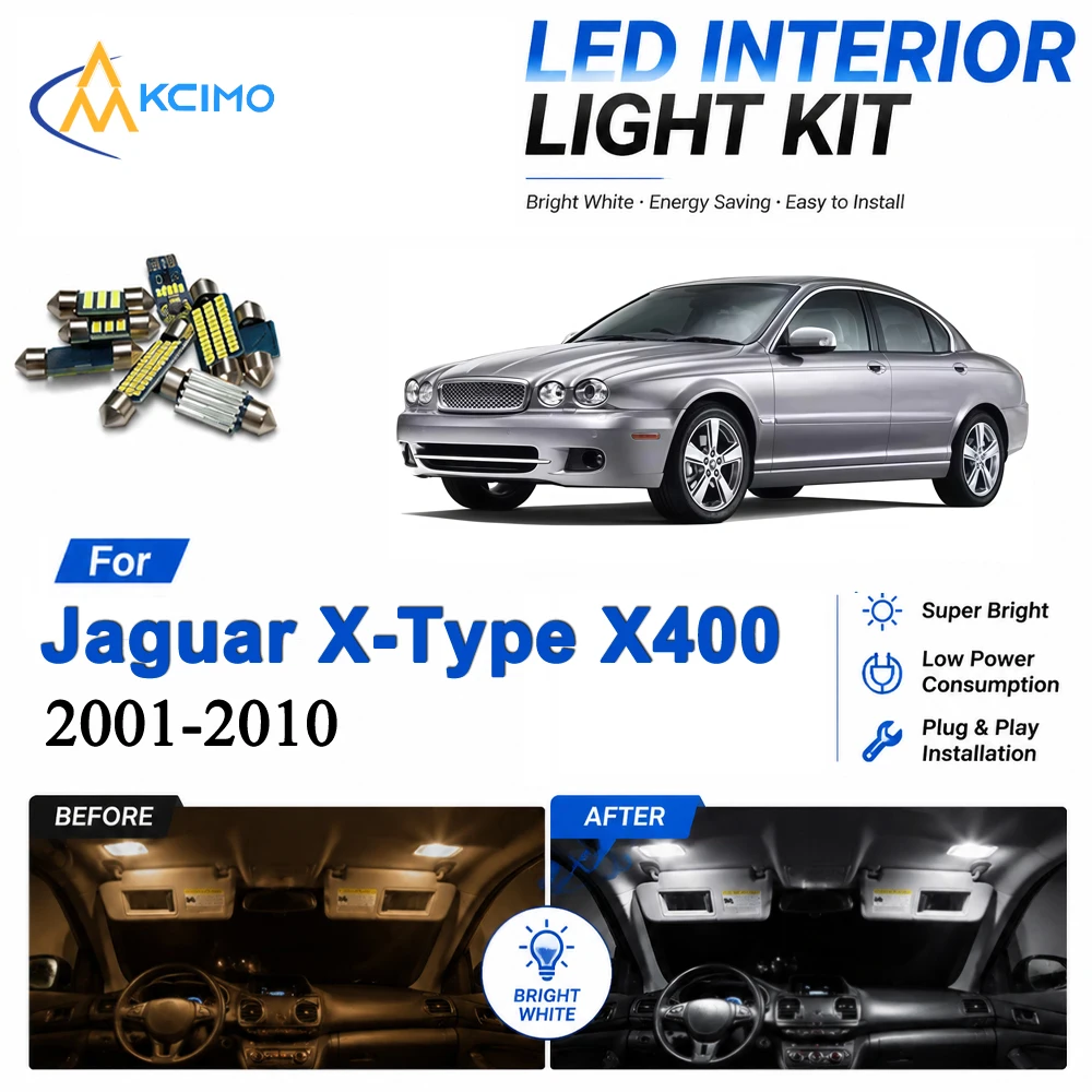 Lumière LED intérieure de qualité supérieure pour Jaguar X-Type X400 Sedan Saloon 2001-2010, lampe LED pour carte de voiture, conduite de nuit, accessoires automobiles