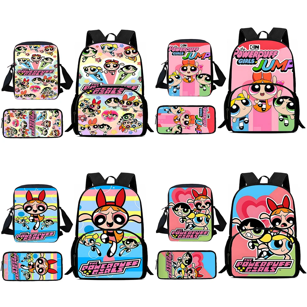 حقائب ظهر للأطفال من Anime Powerpuffs Girlss حقيبة كتف مقلمة للتلميذ حقائب مدرسية ذات سعة كبيرة للأولاد والبنات أفضل هدية #1