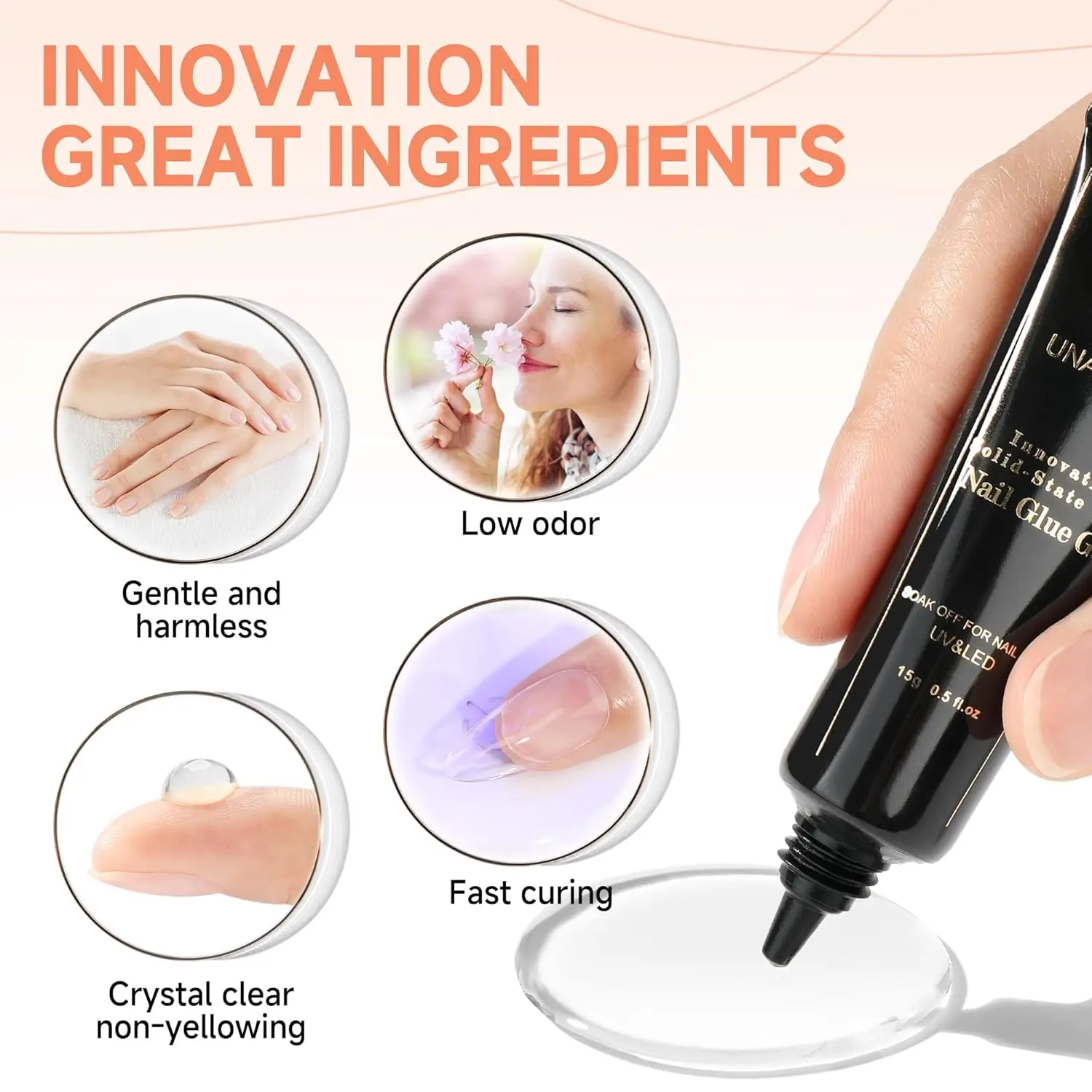 ジェルネイルグルー 30g、超強力、付け爪用、2個入り、UV/LEDライト必要