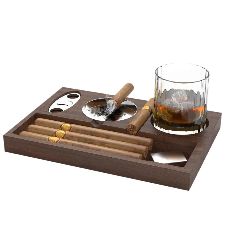 

Wooden cigar ashtray indoor outdoor terrace home office father's day gifts cigar accessories holder