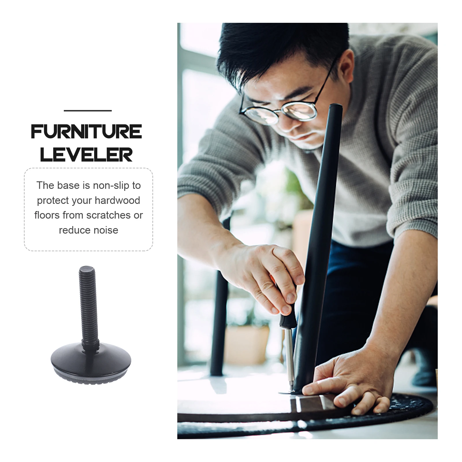 

4pcs Adjustable Feet Black Desk Legs Levelers for Cabinets Tables Workbenches Non Slip Outdoor Furniture Levelers Base