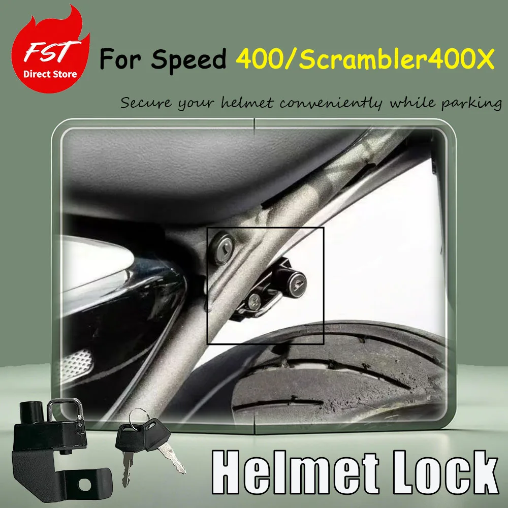 For Speed 400/Scrambler 400X modification accessories: helmet lock, anti-theft lock, safety helmet lock