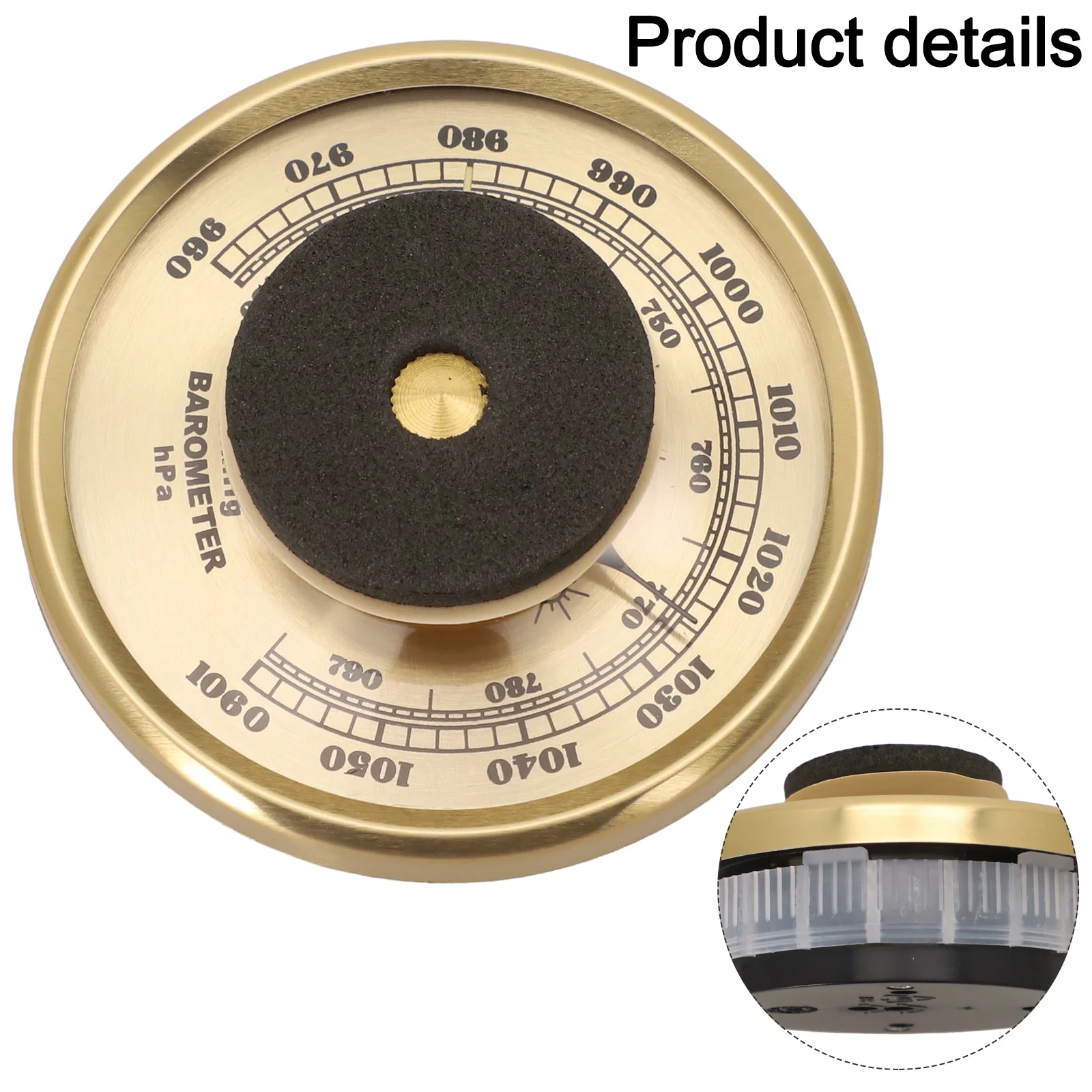 70MM Gold Pointer Barometer Mechanical Air Pressure Gauge for Household Use with Aluminum Body and Calibration Support
