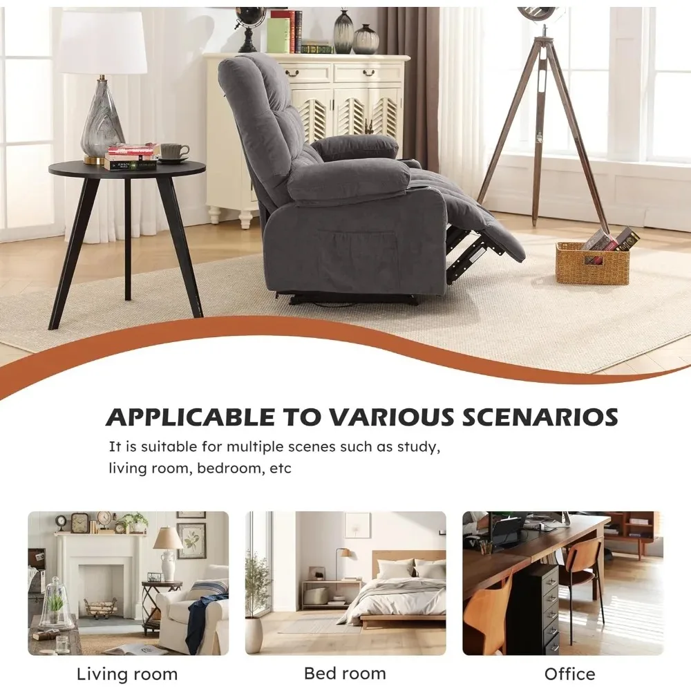 โซฟาปรับเอนพร้อมที่วางแก้วสำหรับห้องนั่งเล่น โซฟาปรับเอนแบบแมนนวล 2 ที่นั่ง, โซฟาปรับเอนไฟฟ้าทันสมัยพร้อมที่ชาร์จ USB และที่เก็บของ