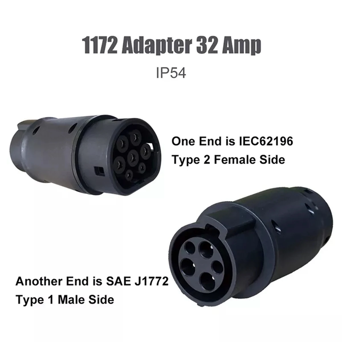 EVSE-adaptador EV 32A J1772 tipo 1 a tipo 2, Conector de carga para cargador de vehículo eléctrico