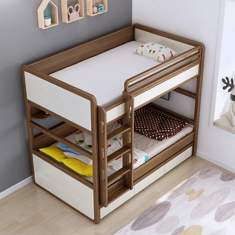 All solid wood, parallel bunk bed, high and low bed, children's adult child and mother bed, Nordic ash wood three-layer