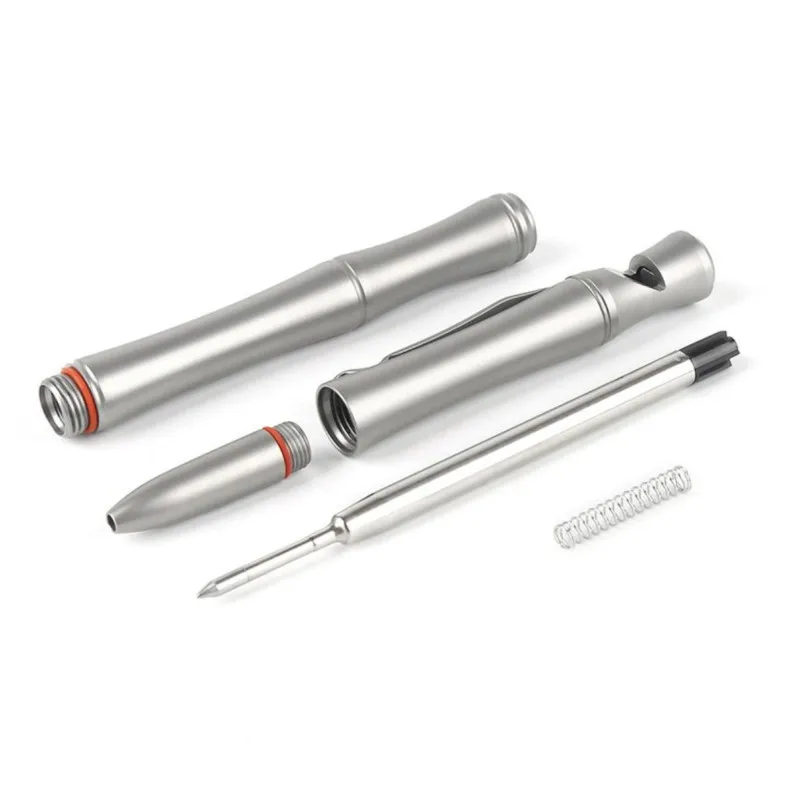 2-in-1 Titanium Alloy Pen Ballpoint Pen Whistle Men Gift EDC Tool Outdoor Camping Survival  G2 Refillable Car Window Breaker