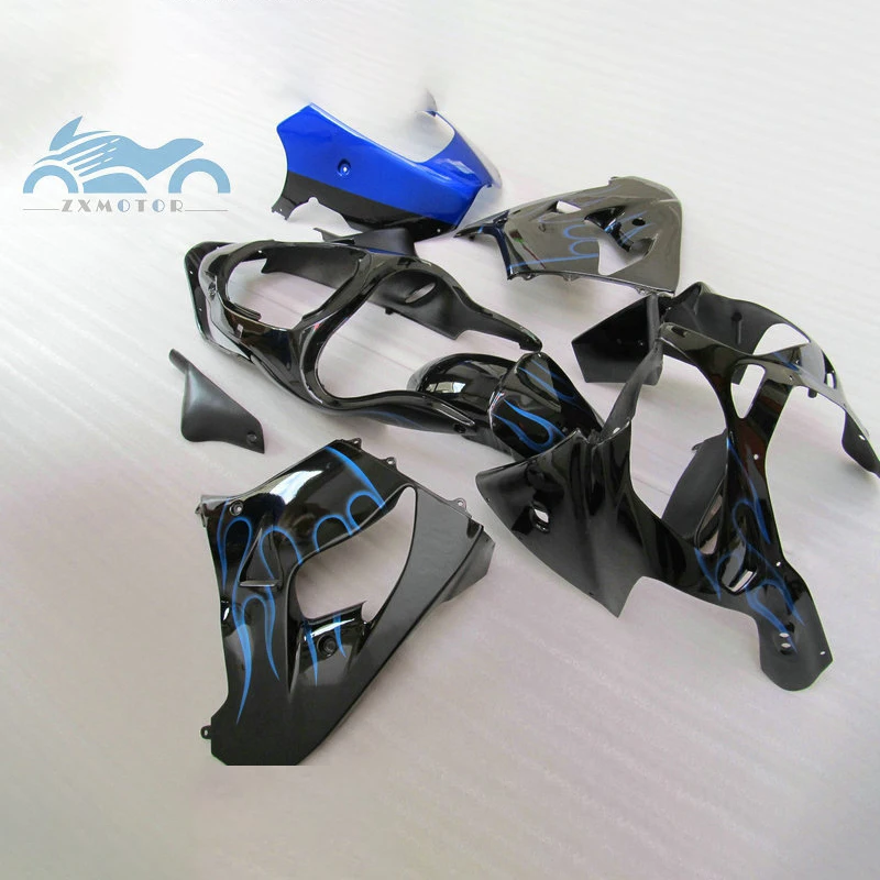 

Full set fairing kits for KAWASAKI Ninja ZX9R 00 01 motorcycle sports fairings kit 2000 2001 ZX 9R blue flames ABS Plastic parts