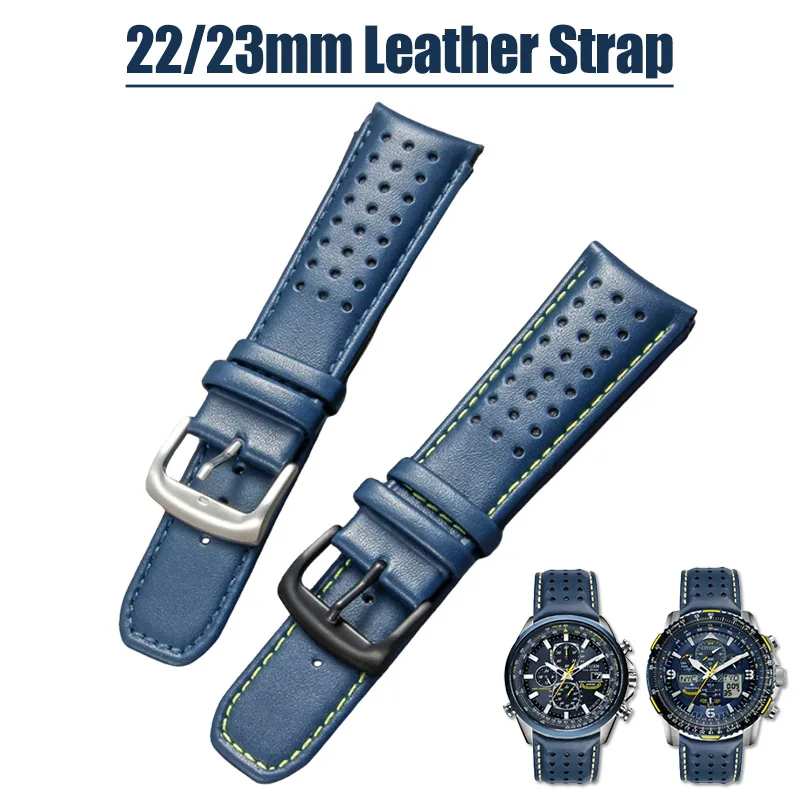 

Кожаный ремешок для часов 22 мм 23 мм для CITIZEN Blue Angel AT8020/JY8078, тканевый ремешок для часов, браслет с изогнутым концом, аксессуары, браслет