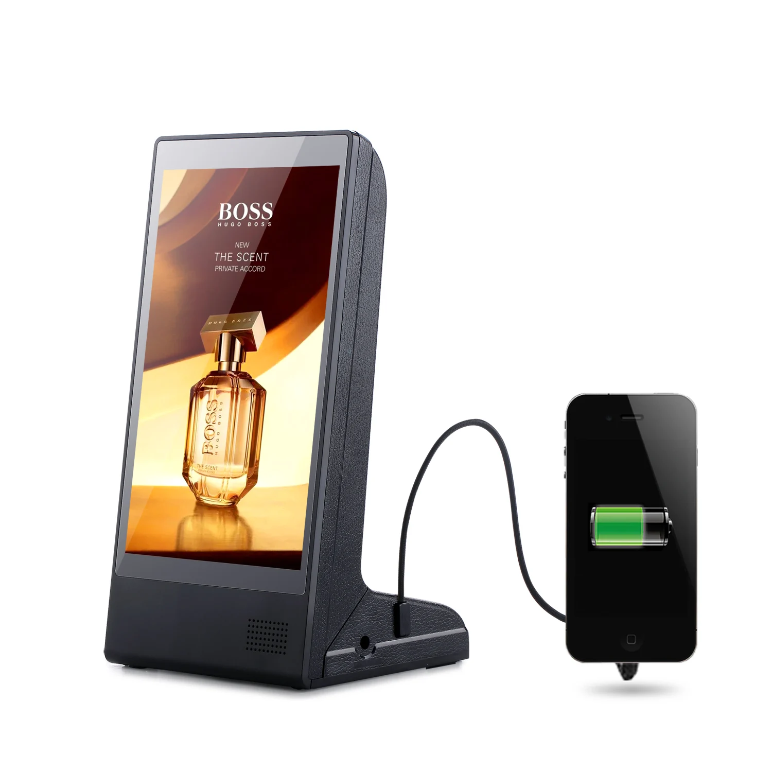 FYD-898 Large Capacity Table Top Stand Advertising Menu Display Player with Phone Charging station Power Bank