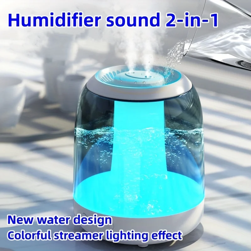 2-in-1 Multi- 101.44oz Air Humidifier, Living Room  Essential Oil Diffuser, Cold Mist Machine Integrated  Speaker 9D Heavy Bass