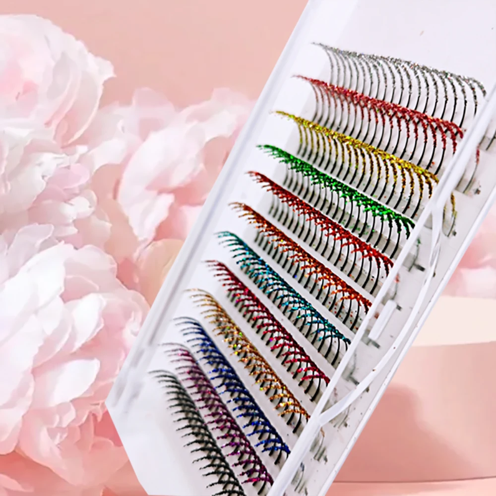 12 Mix Color Glitter Eyelash Extensions Halloween Christmas Shiny Mink Individual Lashes Free Shiping Items For Beauty Health