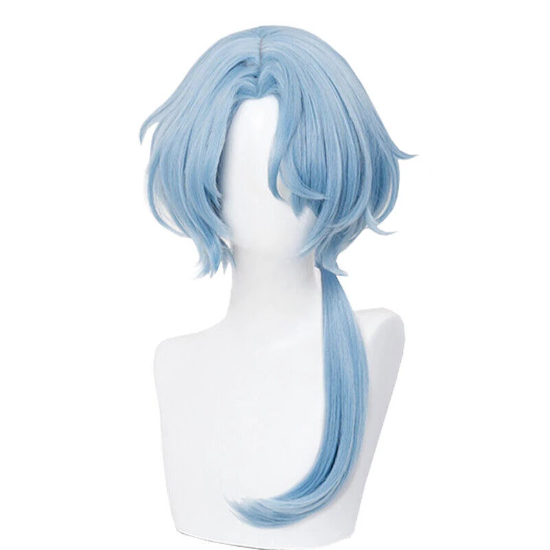 Game Honkai Star Rail Misha Cosplay Wigs 57cm Long Light Blue Synthetic Hair