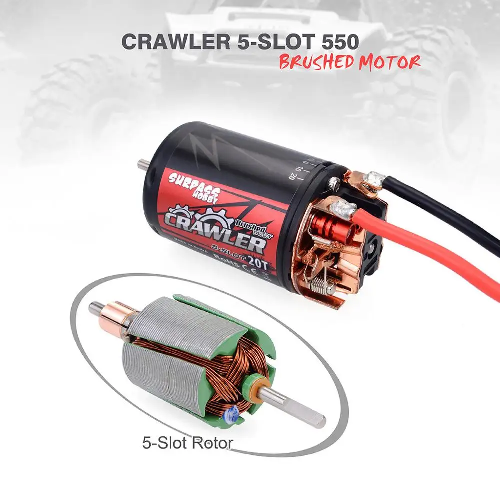 SURPASS HOBBY 5-Slot 550 20T Waterproof Brushed motor for Tamiya Kyosho TRAXXAS WLtoys 1/10 RC Car Monster Truck