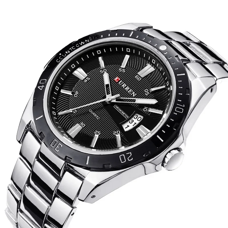 CURREN 8110 Men\'s Watch Fashion Calendar Watch Men\'s Steel Belt Waterproof Quartz Watch