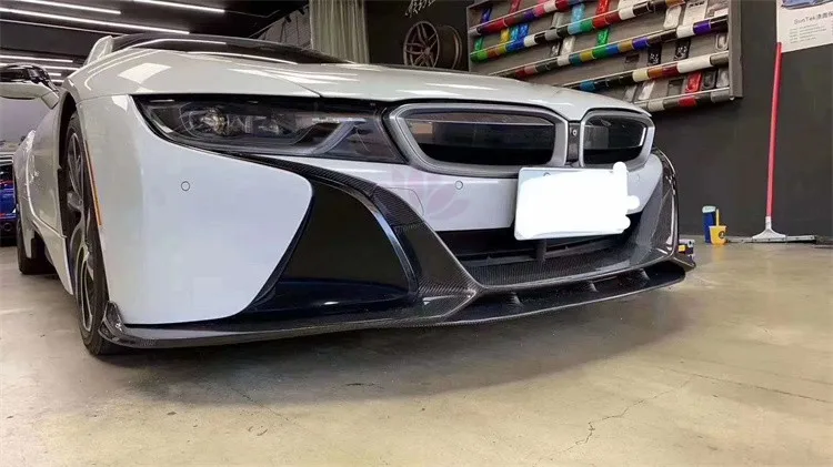 EB نمط ألياف الكربون الجبهة الشفاه الجانب تنورة الناشر الخلفي حافة الخلفي سبويلر المصد الأمامي ل 2014-2019 BMW I8 طقم الجسم #5