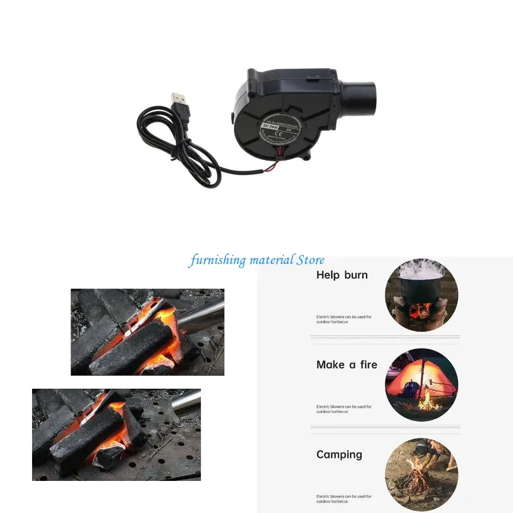 

Y5GD USB Portable BBQ Fan for Picnic Camping Air Blower Low Noise BallBearing