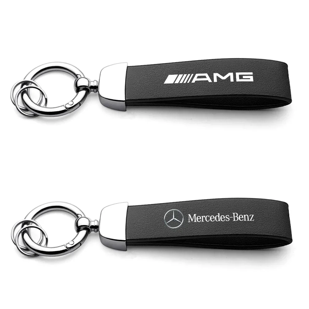 3D Metal Leather Styling  KeyChain Key Pendant Trinket Decoration For Mercedes Benz B/C/E/S Class A Class C200L GLC GLE CLA AMG
