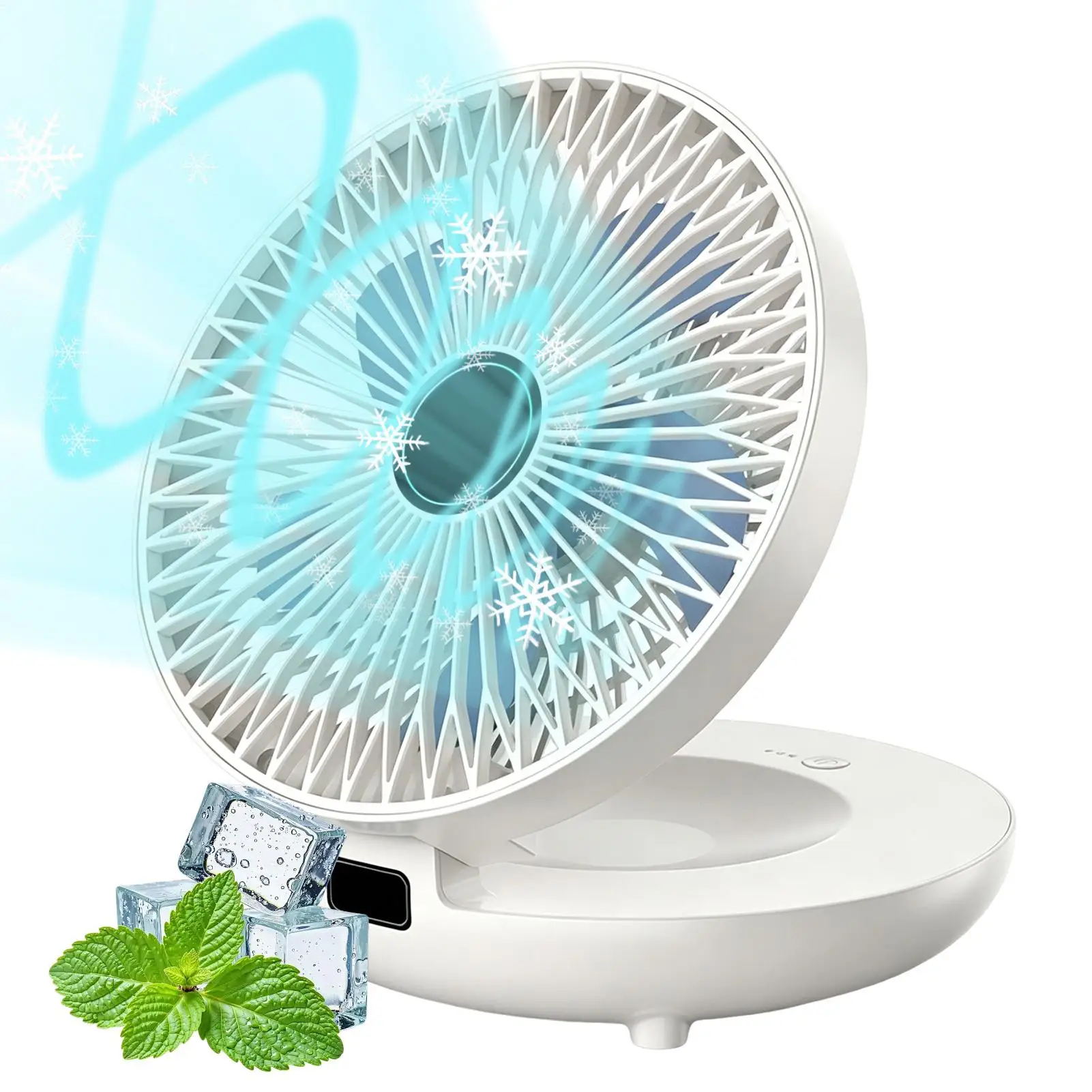 Portable USB charging wall-mounted fan Quiet Desk Fan Wall Mount Oscillating 3 Speeds 90 Foldable Portable Table Top Fan