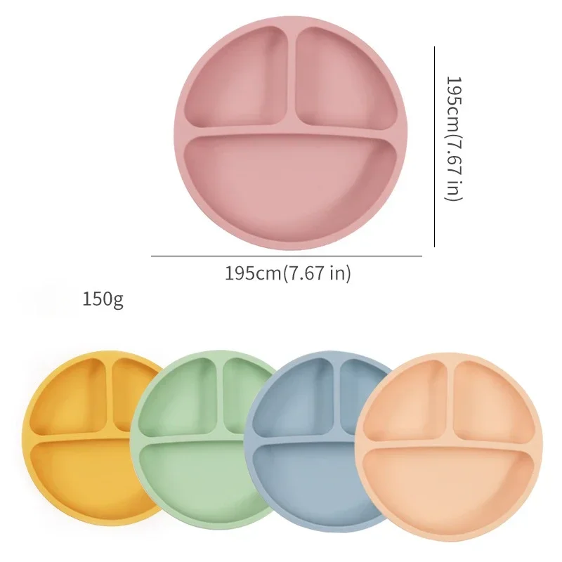 Baby Safe Sucker Silicone Dining Plate Solid Cute Cartoon Children Dishes Suction Toddle Training Tableware Kids Feeding Bowls