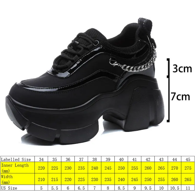 Fujin 10cm oryginalna skórka dekoracja metalowa botki platforma klinowe damskie Casual jesień bardzo wysokie ukryte obcasy trampki buty