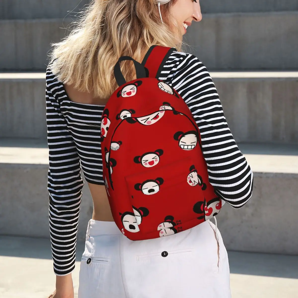 

Pucca Student Backpack School Bag Hiking Travel Daypack for Men Women Bookbag Shoulder Bags