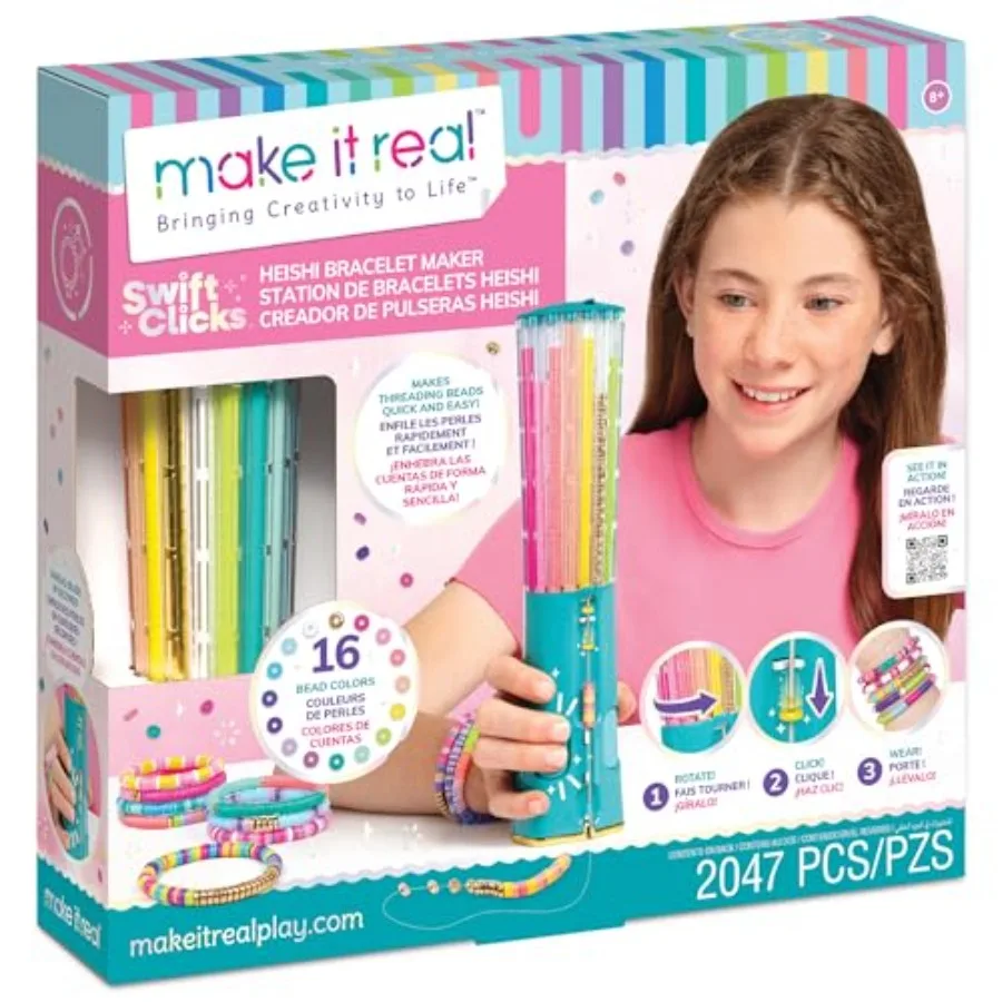 

: Swift Clicks - Heishi Bracelet Maker - 2047pc, DIY Jewelry Craft Kit, Design and Make 23 Bead Bracelets, Rotate-Click-Wear, G