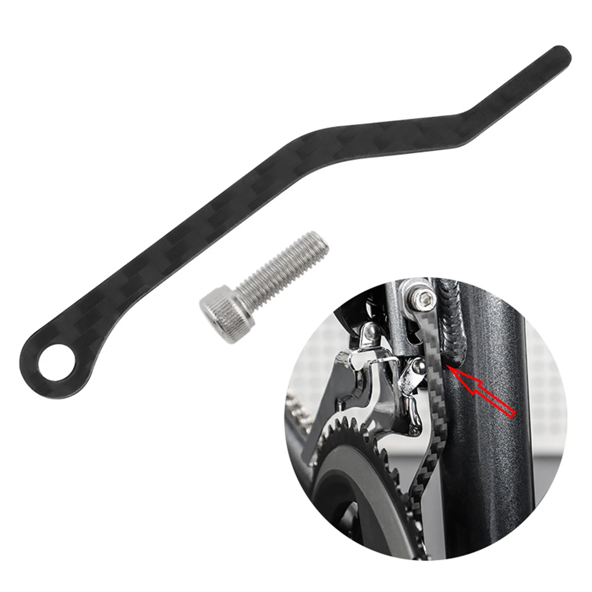 AliExpress NONE 1pc Road Bike Carbon Fiber Chain Guide Catcher with Stainless Steel Bolt, Prevents Chain Drop-Induced Frame Surface Damage
