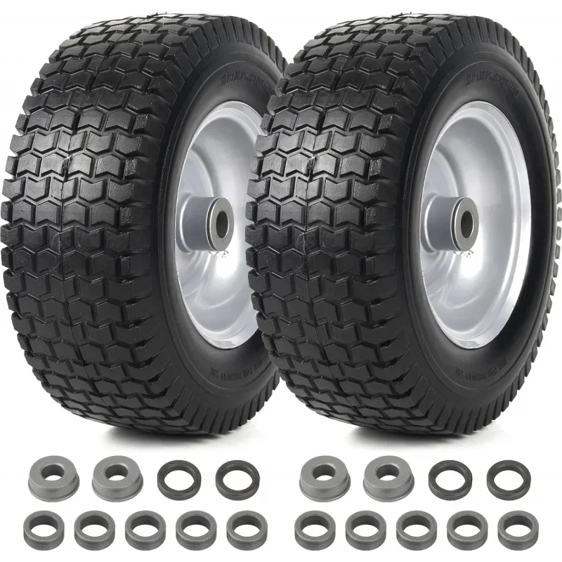 13x5.00-6 Flat Free Tire and Wheel Assemblies - Compatible 13 x 5 x 6 Solid Rubbe Riding Lawn Mower Tires and Wheel - With