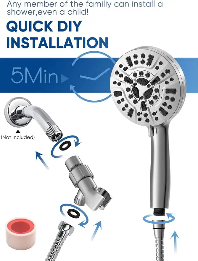 New 10 Function High Pressure SPA Adjustable Shower Head Water Saving Handheld  Shower Nozzle Rack Hose Bathroom Accessories set
