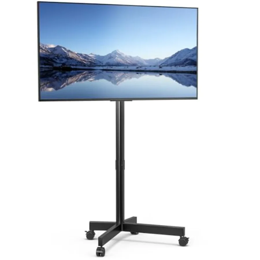 

Mobile TV Cart Floor TV Stand for 13-55 inch TVs with -10°/+15° Tilt Mount Holds up to 77 lbs Rolling TV Cart for Flat/Curved S